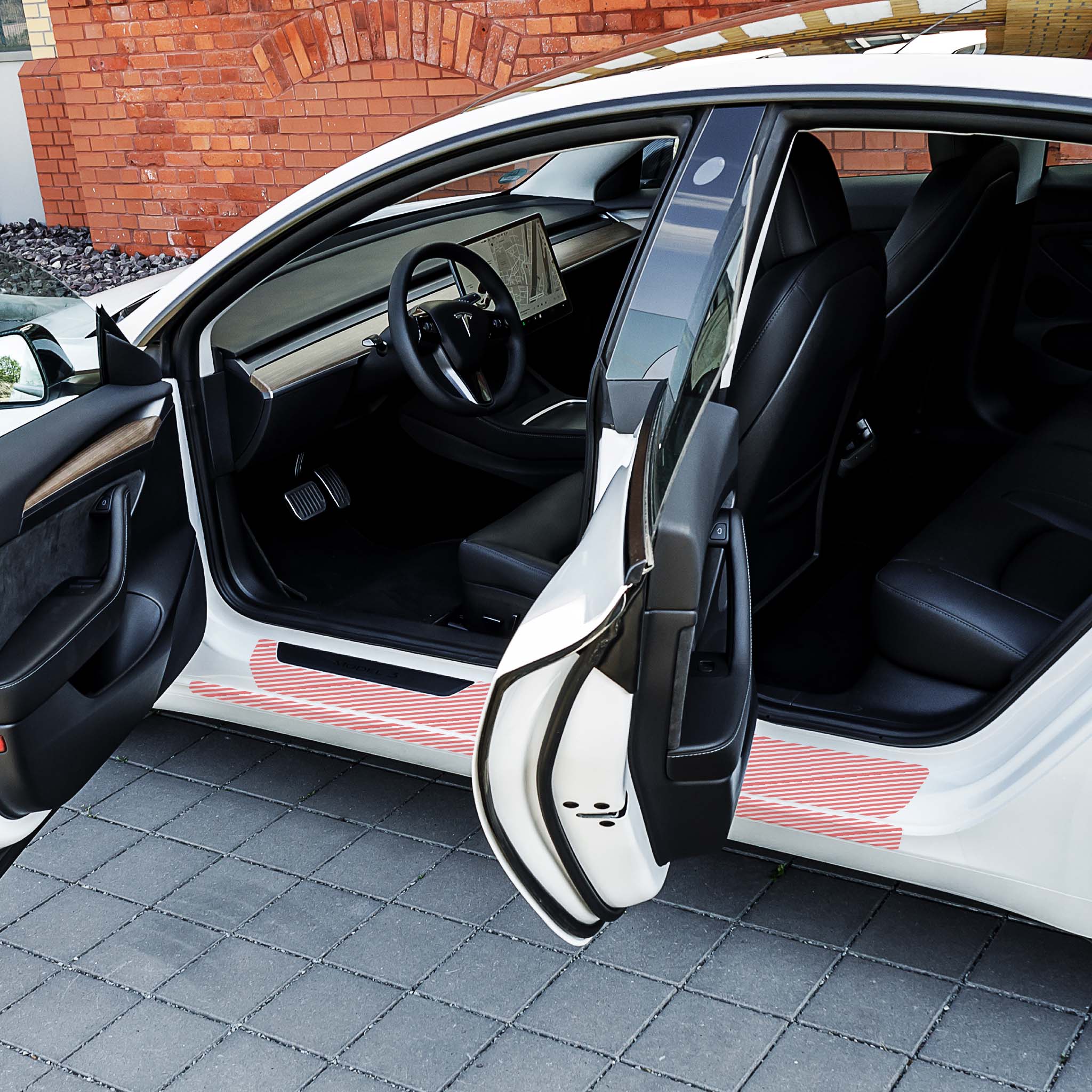 4 Stück Auto Einstiegsleisten Schutzfolie für Tesla Model 3 S