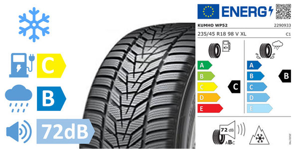 4 x 235/45/R18 Kumho WinterCraft WP52 (C/B/72DB) - B4T