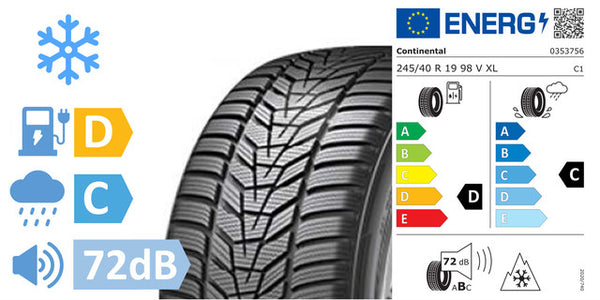 4 x 245/40/R19 Continental ContiWinterContact TS 830 P 3PMSF FR XL M+S (D/C/72DB) - TS