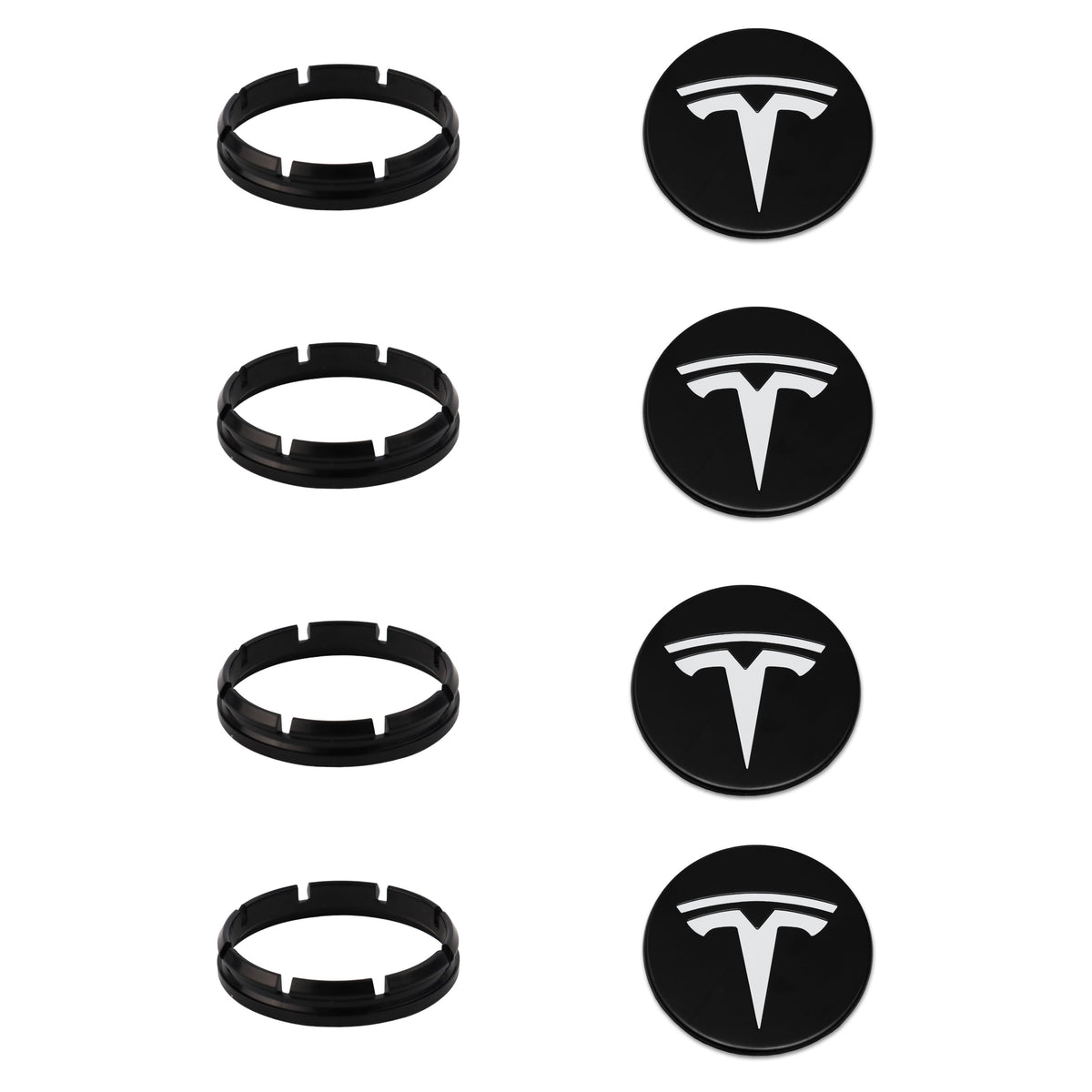 4 x Wheel Hub Caps Black 55mm Diameter with Adapter Kit for 60mm