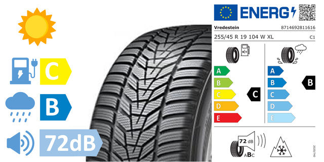 4 x 255/45/R19 Vredestein 255/45R19 104W XL WINTRAC PRO (C/B/72DB) - B4T