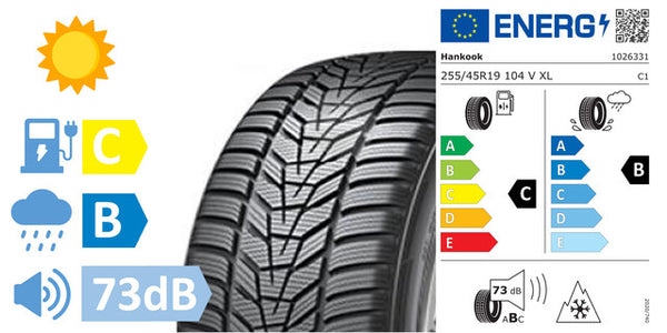 4 x 255/45/R19 Hankook 255/45R19 104V XL WINTER I'CEPT EVO3 W330 (C/B/73DB) - B4T