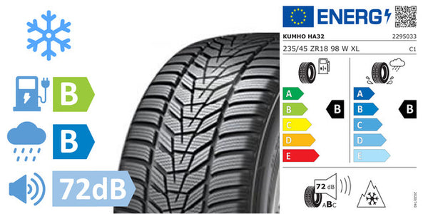 4 x 235/45/R18 Kumho Solus 4S HA32 XL M+S 3PMSF (B/B/72DB) - TS