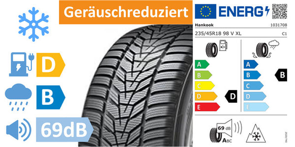 4 x 235/45/R18 Hankook Winter i*cept IW01 ION FSL M+S SBL XL (D/B/69DB) - AC