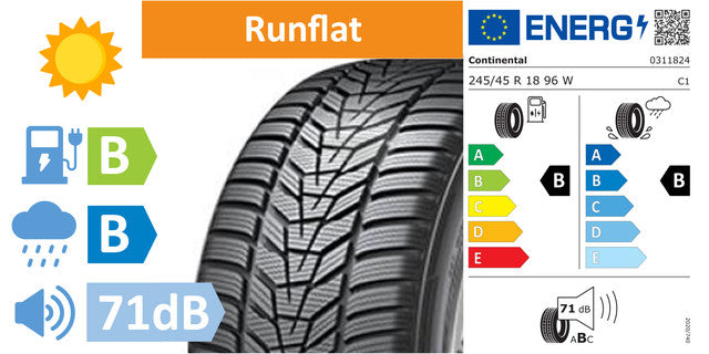 4 x 245/45/R18 Continental EcoContact 5 SEAL (B/B/71DB) - AC