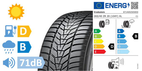 4 x 265/40/R20 Vredestein Ultrac Vorti+ FSL XL (D/B/71DB) - AC