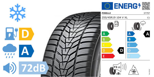 4 x 255/45/R19 PIRELLI PZERO WINTER (D/A/72DB) - IP