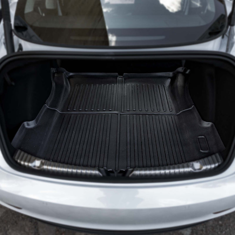 Mattweißes Tesla-Innenraum-Upgrade-Kit für Model 3/Y - 2021-2023 Model 3 /  Verbesserte vordere und hintere Kofferraummatte * 4 Stück