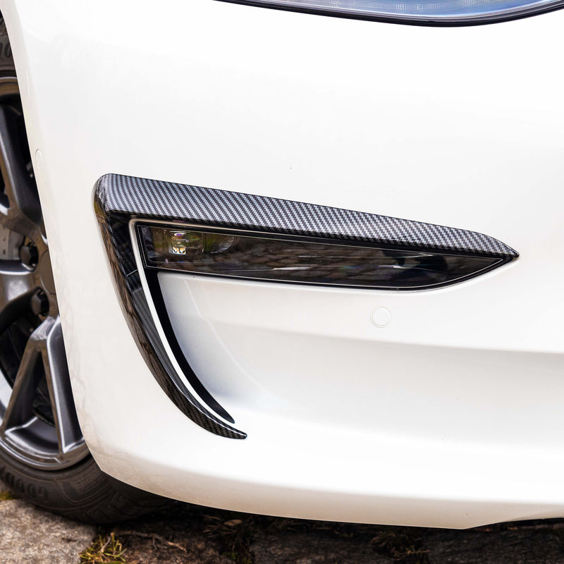 Nebelscheinwerfer Abdeckungen / Augenbrauen in Carbonoptik für Tesla Model 3